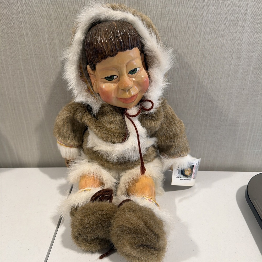 Vtg 02 Naber Kids Hand Carved Doll. Kenai #54 Signed‎ And Numbered With COA LE